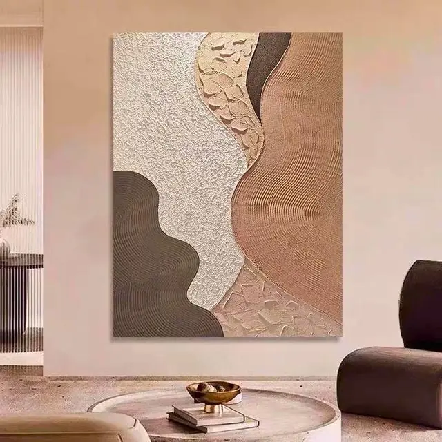 Earth-tone layered texture painting